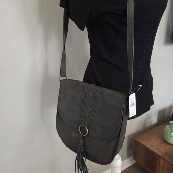 NWT Purse Wet Seal Brand Charcoal Grey - Shoulder Bag Adjustable Crossbody - Picture 1 of 6